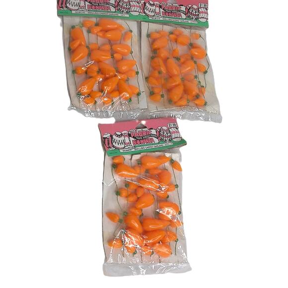 Fabric Bonanza Other - Vintage Fabric Bonanza Small Big Carrot Garland 3 Feet Orange SET OF 3 NEW